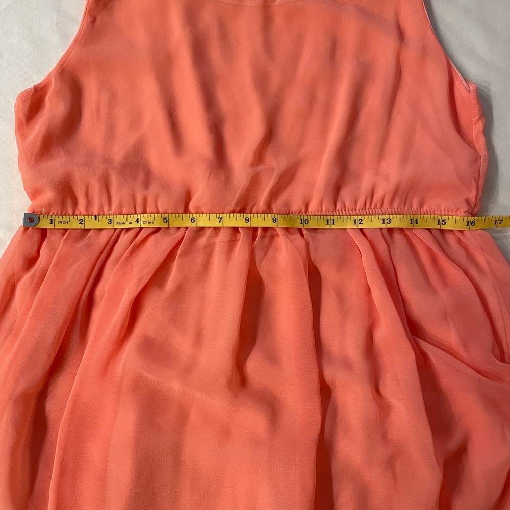 Women Orange Party Dress Sleeveless - Picture 4 of 7